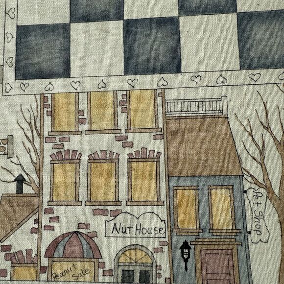 Chess and Checkers Game Board Folk Art Style Illustration of Town Square 15 x 15 - Picture 5 of 9